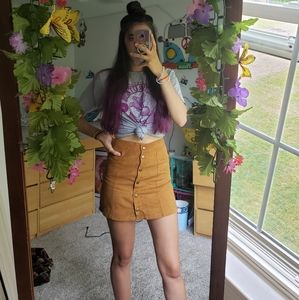 Button-up suede skirt